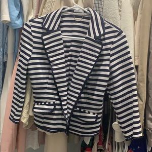 Navy blue and white striped blazer